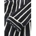 Mens Basic Striped Print Flannel Winter Thick Mid  Length Home Lounge Robes