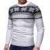 Men’s Christmas Snowflake Printing Patchwork Long Sleeve Crew Neck Casual Sweaters