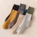 5 Pairs Men Dacron Terry Fabric Plus Velvet Thickened Solid Color Simple Sweat  absorbent Warmth Socks