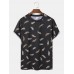 Mens All Over Leaf Printed Holiday Short Sleeve T  Shirts