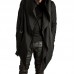 Mens Fashion Mid Long Avant  garde Irregular Hem Solid Color Pockets Hooded Cardigans