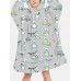 Mens Cartoon Animal Print Reversible Oversized Blanket Hoodie Home Sleepwear Robes With Pocket