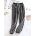 Mens Thick Solid Color Drawstring Plush Comfy Casual Sleepwear Jogger Pants