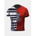 Men Stylish Asymmetric Striped Print Patchwork O Neck Hem Cuff Casual T  Shirts LU MINGKUN-Exclusive link