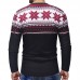 Men’s Christmas Snowflake Printing Patchwork Long Sleeve Crew Neck Casual Sweaters