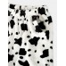 Mens Cows Pattern Thick Elastic Waist Plush Loose Pants Home Sleep Pants